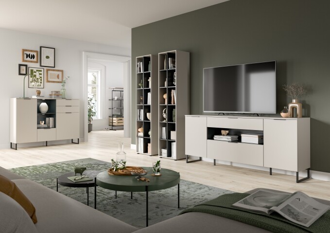 Wohnwand >Noida< in kaschmir - 305x192x41cm (BxHxT)