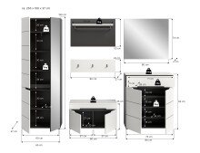 Garderoben-Set >Canu< in Basalt Grau / Weiß - 255x190x37cm (BxHxT)