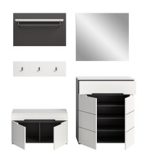 Garderoben-Set >Canu< in Basalt Grau / Weiß - 175x190x37cm (BxHxT)