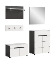 Garderoben-Set >Canu< in Basalt Grau / Weiß -...