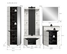 Garderoben-Set >Canu< in Basalt Grau / Weiß - 255x190x37cm (BxHxT)