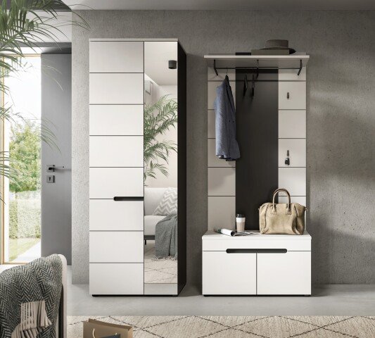 Garderoben-Set >Canu< in Basalt Grau / Weiß - 160x190x37cm (BxHxT)