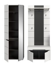 Garderoben-Set >Canu< in Basalt Grau / Weiß - 160x190x37cm (BxHxT)