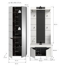 Garderoben-Set >Canu< in Basalt Grau / Weiß - 160x190x37cm (BxHxT)