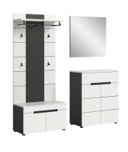 Garderoben-Set >Canu< in Basalt Grau / Weiß - 175x190x37cm (BxHxT)