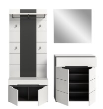 Garderoben-Set >Canu< in Basalt Grau / Weiß - 175x190x37cm (BxHxT)