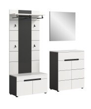 Garderoben-Set >Canu< in Basalt Grau / Weiß - 175x190x37cm (BxHxT)