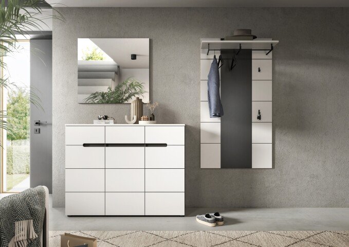 Garderoben-Set >Canu< in Basalt Grau / Weiß - 215x190x37cm (BxHxT)