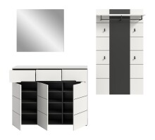 Garderoben-Set >Canu< in Basalt Grau / Weiß - 215x190x37cm (BxHxT)