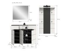 Garderoben-Set >Canu< in Basalt Grau / Weiß - 215x190x37cm (BxHxT)