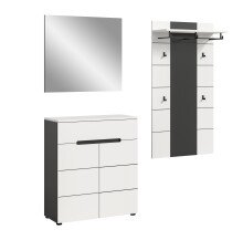 Garderoben-Set >Canu< in Basalt Grau / Weiß -...