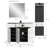 Garderoben-Set >Canu< in Basalt Grau / Weiß - 180x190x37cm (BxHxT)