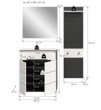 Garderoben-Set >Canu< in Basalt Grau / Weiß - 140x190x37cm (BxHxT)