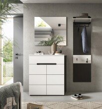 Garderoben-Set >Canu< in Basalt Grau / Weiß -...