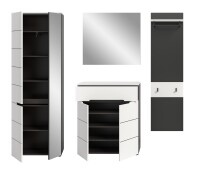 Garderoben-Set >Canu< in Basalt Grau / Weiß - 220x190x37cm (BxHxT)
