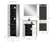 Garderoben-Set >Canu< in Basalt Grau / Weiß - 220x190x37cm (BxHxT)