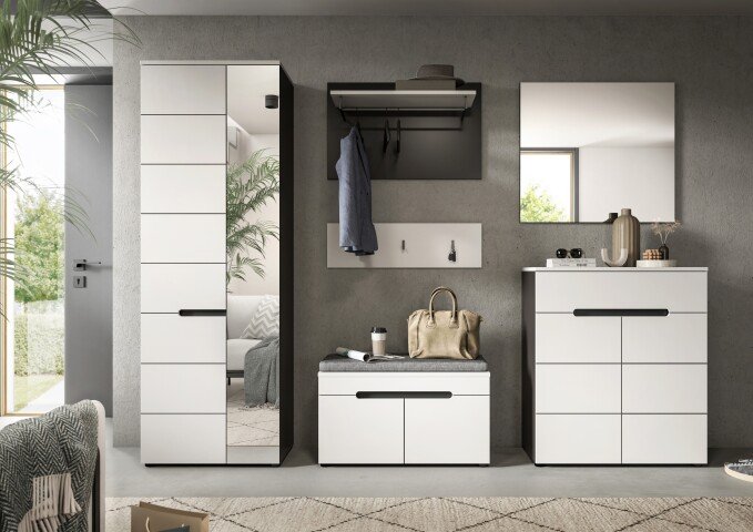 Garderoben-Set >Canu< in Basalt Grau / Weiß - 255x190x37cm (BxHxT)