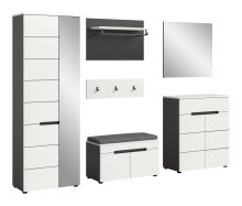 Garderoben-Set >Canu< in Basalt Grau / Weiß -...