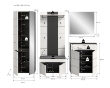 Garderoben-Set >Canu< in Basalt Grau / Weiß - 255x190x37cm (BxHxT)
