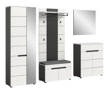 Garderoben-Set >Canu< in Basalt Grau / Weiß -...