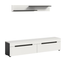 Lowboard >Canu< in Basalt Grau / Weiß - 170x38x33cm (BxHxT)