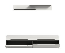 Lowboard >Canu< in Basalt Grau / Weiß - 170x38x33cm (BxHxT)