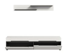 Lowboard >Canu< in Basalt Grau / Weiß - 170x38x33cm (BxHxT)