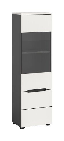 Vitrine >Canu< in Basalt Grau / Weiß - 36x125x33cm (BxHxT)