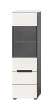 Vitrine >Canu< in Basalt Grau / Weiß - 36x125x33cm (BxHxT)
