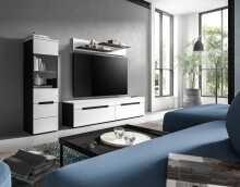 Vitrine >Canu< in Basalt Grau / Weiß - 36x125x33cm (BxHxT)