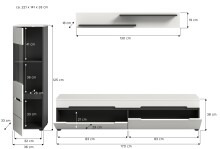 Wohnwand >Canu< in Basalt Grau / Weiß - 221x141x33cm (BxHxT)
