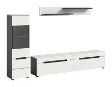 Wohnwand >Canu< in Basalt Grau / Weiß -...