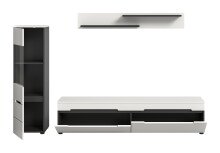 Wohnwand >Canu< in Basalt Grau / Weiß - 221x141x33cm (BxHxT)