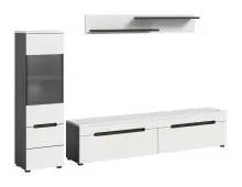 Wohnzimmer-Set >Canu< in Basalt Grau / Weiß -...
