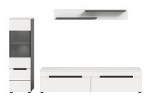 Wohnzimmer-Set >Canu< in Basalt Grau / Weiß - 221x141x33cm (BxHxT)