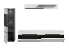 Wohnzimmer-Set >Canu< in Basalt Grau / Weiß - 221x141x33cm (BxHxT)