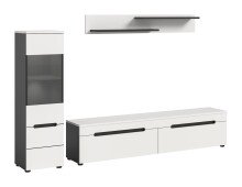 Wohnzimmer-Set >Canu< in Basalt Grau / Weiß - 221x141x33cm (BxHxT)