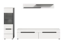 Wohnzimmer-Set >Canu< in Basalt Grau / Weiß - 221x141x33cm (BxHxT)