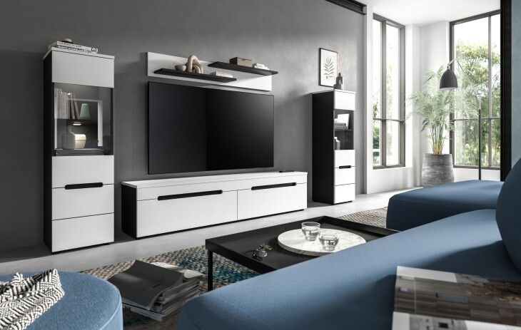 Wohnzimmer-Set >Canu< in Basalt Grau / Weiß - 272x141x33cm (BxHxT)