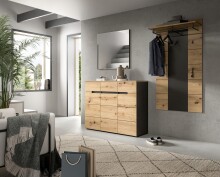 Garderoben-Set >Canu< in Basalt Grau / Artisan - 215x190x37cm (BxHxT)