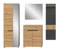 Garderoben-Set >Canu< in Basalt Grau / Artisan - 220x190x37cm (BxHxT)