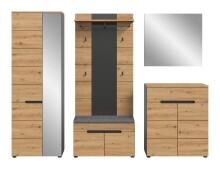 Garderoben-Set >Canu< in Basalt Grau / Artisan - 255x190x37cm (BxHxT)
