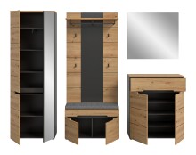 Garderoben-Set >Canu< in Basalt Grau / Artisan - 255x190x37cm (BxHxT)