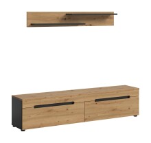 TV-Board >Canu< in Basalt Grau / Artisan - 170x38x33cm (BxHxT)
