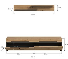 TV-Board >Canu< in Basalt Grau / Artisan - 170x38x33cm (BxHxT)