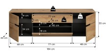 Lowboard >Canu< in Basalt Grau / Artisan - 55x184x44cm (BxHxT)