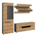 Wohnwand >Canu< in Basalt Grau / Artisan -...