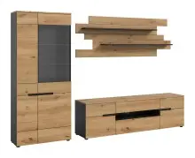 Wohnwand >Canu< in Basalt Grau / Artisan -...