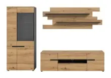 Wohnwand >Canu< in Basalt Grau / Artisan -...