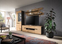 Wohnwand >Canu< in Basalt Grau / Artisan - 280x190x44cm (BxHxT)